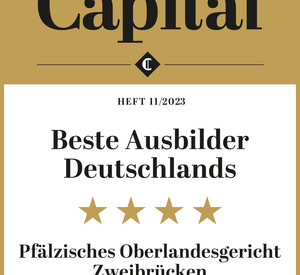 Auszeichnung "Deutschlands beste Ausbilder 2023" des Wirtschaftsmagazins Capital